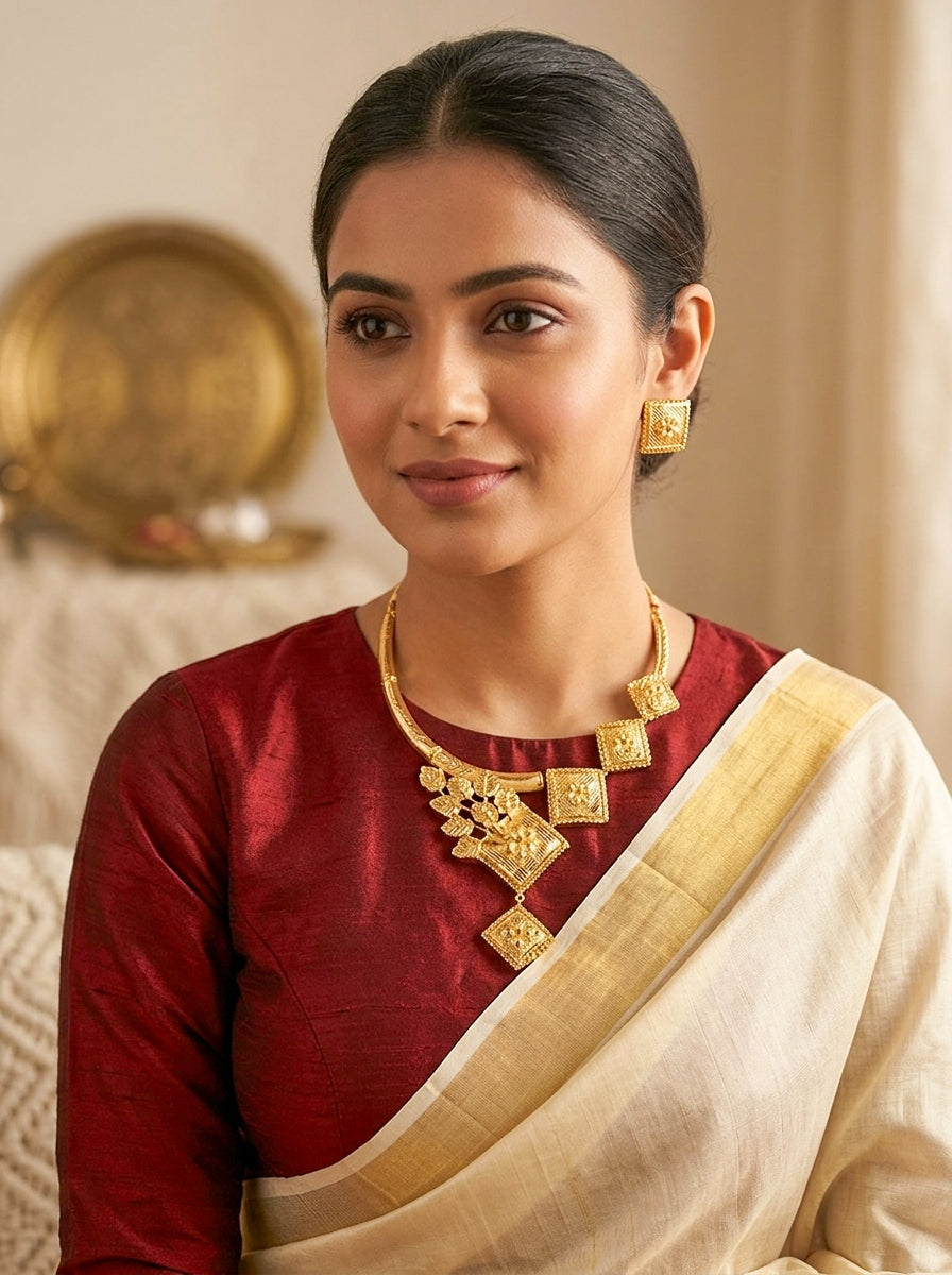 Heritage Sabeki Golap pata r Barfi Necklace