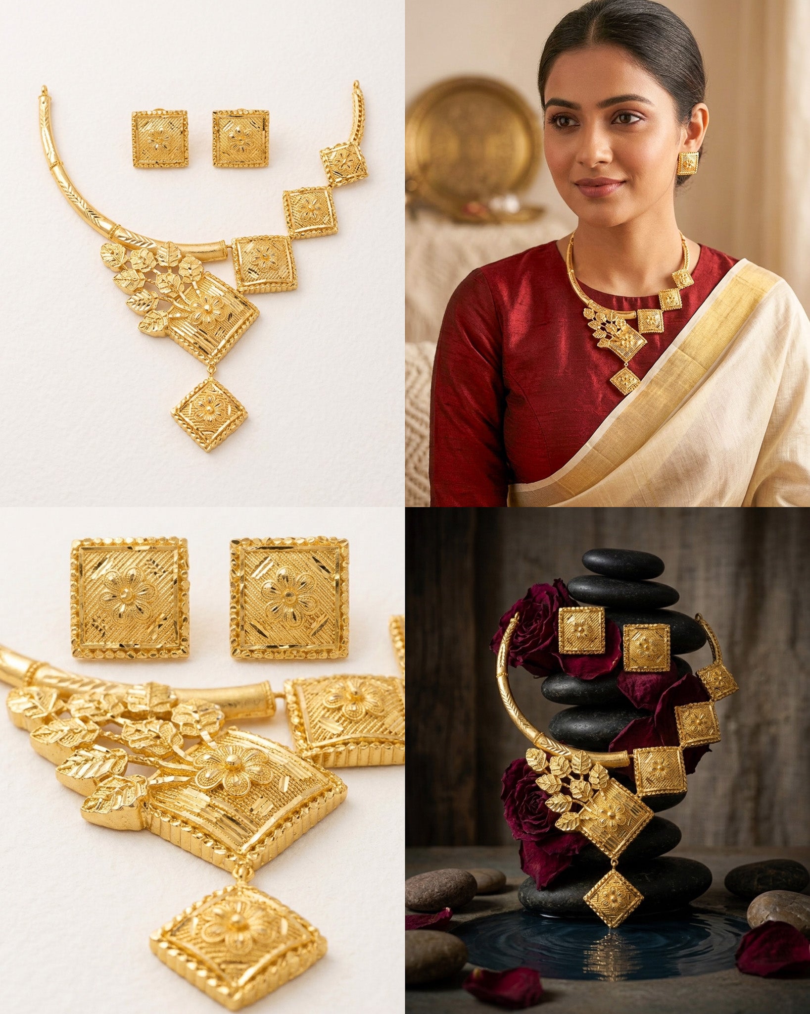 Heritage Sabeki Golap pata r Barfi Necklace